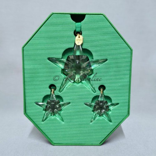 Swarovski Ornament Set 2025 with Three Stars and Green Ribbons