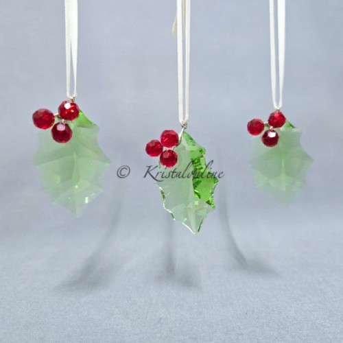 Swarovski Crystal | Christmas | Christmas Ornaments | Holly Leaves - Set of 3 | 890894
