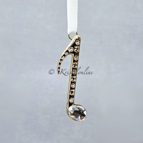 Swarovski Music Note Ornament 2025 – Champagne Gold with Crystals