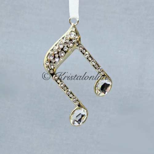 Swarovski Double Musical Note Ornament – ​​Champagne Gold and Crystals