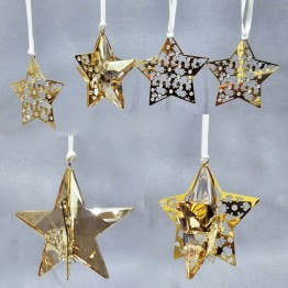 Swarovski Crystal | Christmas | Christmas Ornaments | Christmas Ornament - Set - Stars Crystal Golden Shadow | 1143399