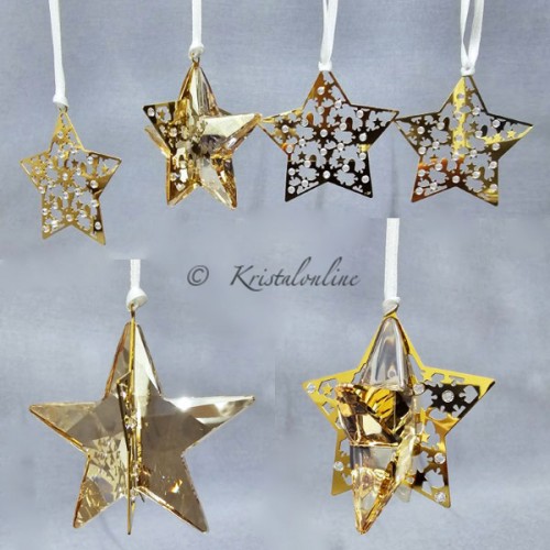 Swarovski Crystal | Christmas | Christmas Ornaments | Christmas Ornament - Set - Stars Crystal Golden Shadow | 1143399