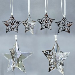 Swarovski Crystal | Christmas | Christmas Ornaments | Christmas Ornament - Set - Stars Crystal Silver Moonlight | 1143397