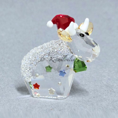 Swarovski Mo 2025 Crystal Cow with Santa Hat and Bell